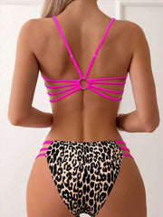 Ženski bikini set sa leopard printom, pogodan za plažu i letovanje