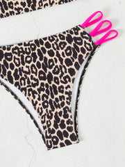 Ženski bikini set sa leopard printom, pogodan za plažu i letovanje