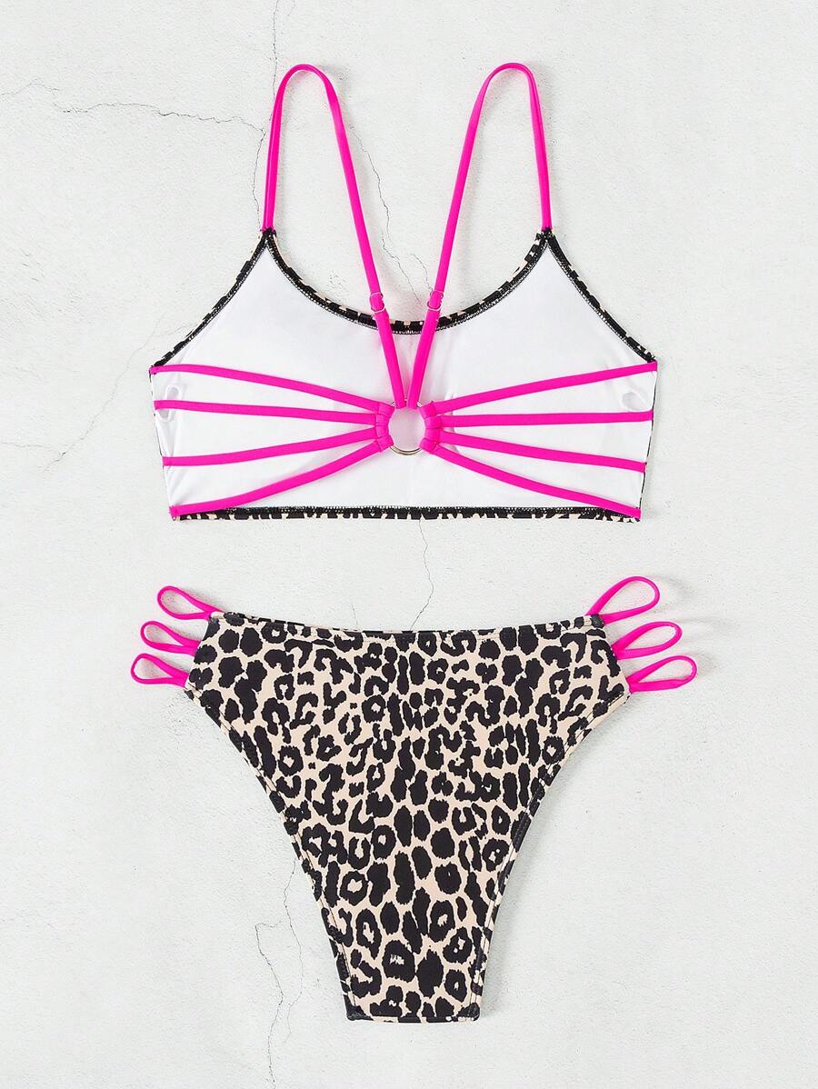 Ženski bikini set sa leopard printom, pogodan za plažu i letovanje