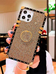 Modna futrola za telefon sa šljokica dezenom, prstenom držačom i stalkom, otporna na udarce, padove i klizanje, kompatibilna sa Apple 18ProMax/18pro/17promax/17/16 15 14 13 Promax/15 14 Plus/kompatibilna sa Samsung Galaxy S26Ultra/S26 Plus/S2