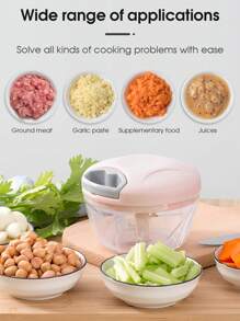 500ML Manual Household Meat Grinder Garlic Chopper Vegetable Cutter Multifunctional Garlic Masher Food Processor Vegetable Chopper Fruit Crusher Manual Onion Masher Kitchen Stuff