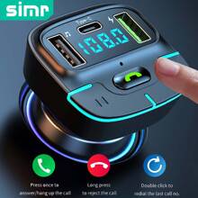 simr Lossless Audio Quality Bluetooth Wireless Car MP3 Player, FM Transmitter With Dual USB Fast Charging, PD Type-C USB, One-Key Hands-Free Calling, Car Audio Receiver