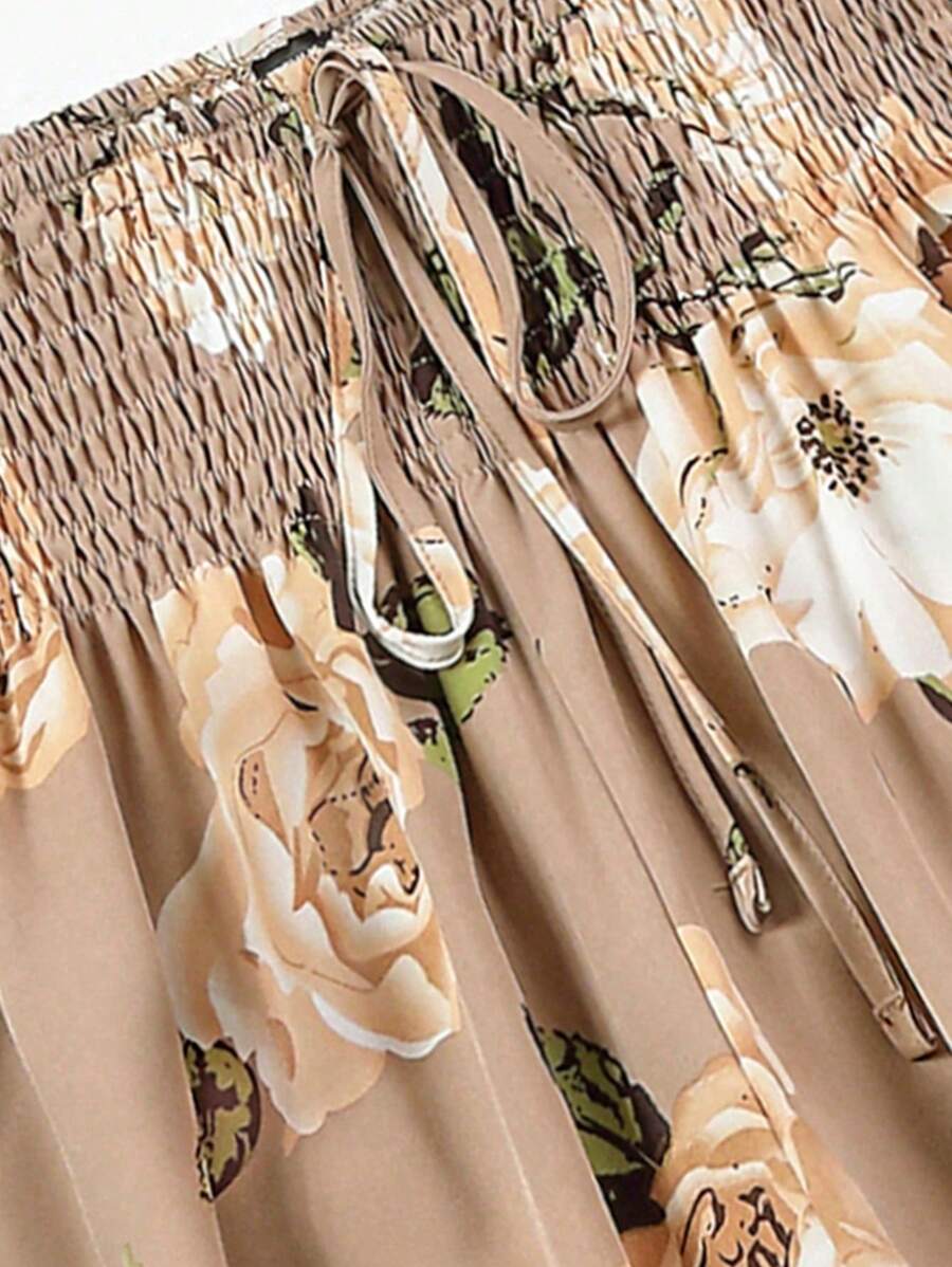 Ženske pantalone sa cvetnim printom, visokog struka