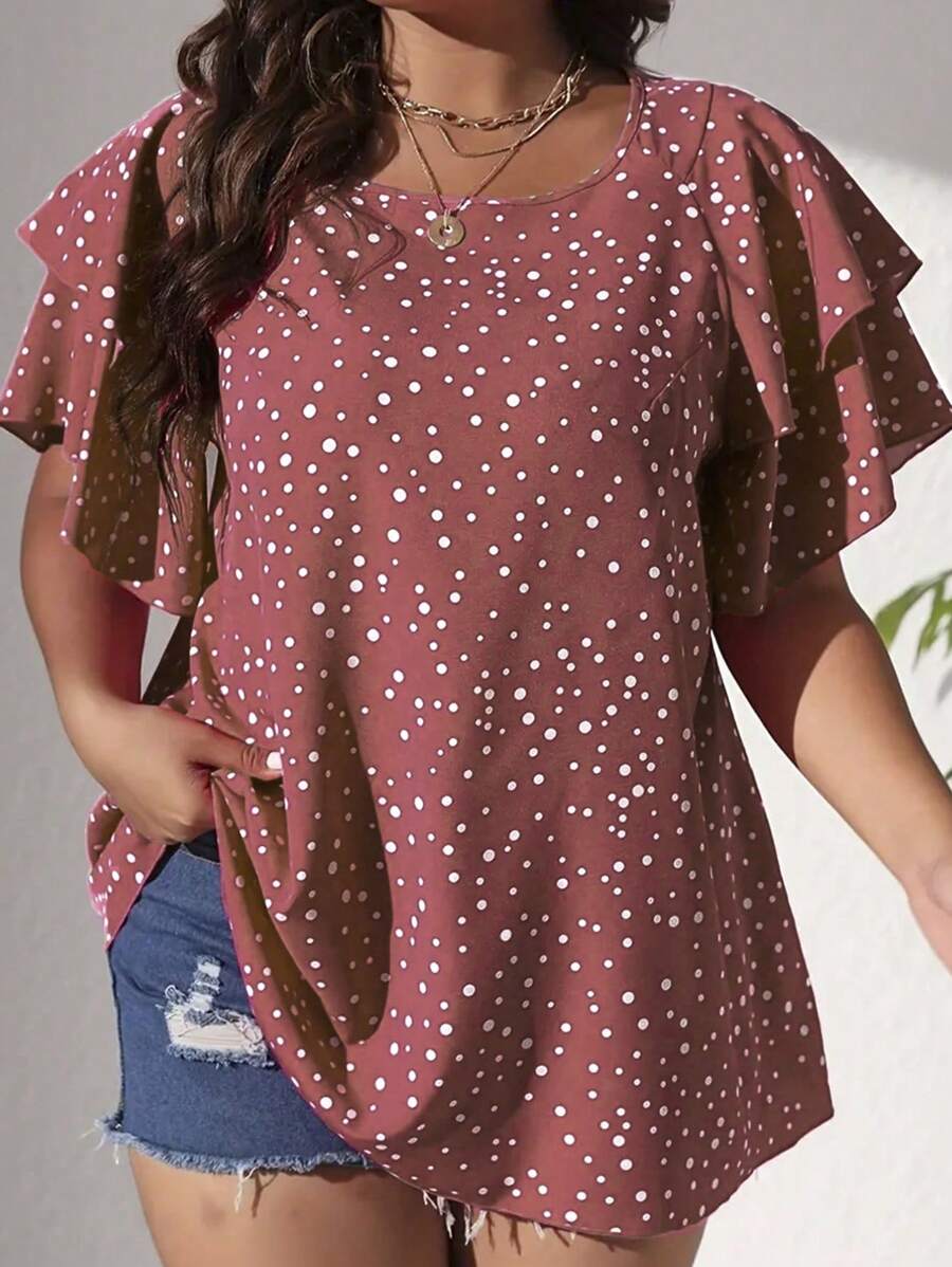 Ženska ležerna majica za plus size veličine sa printom srca