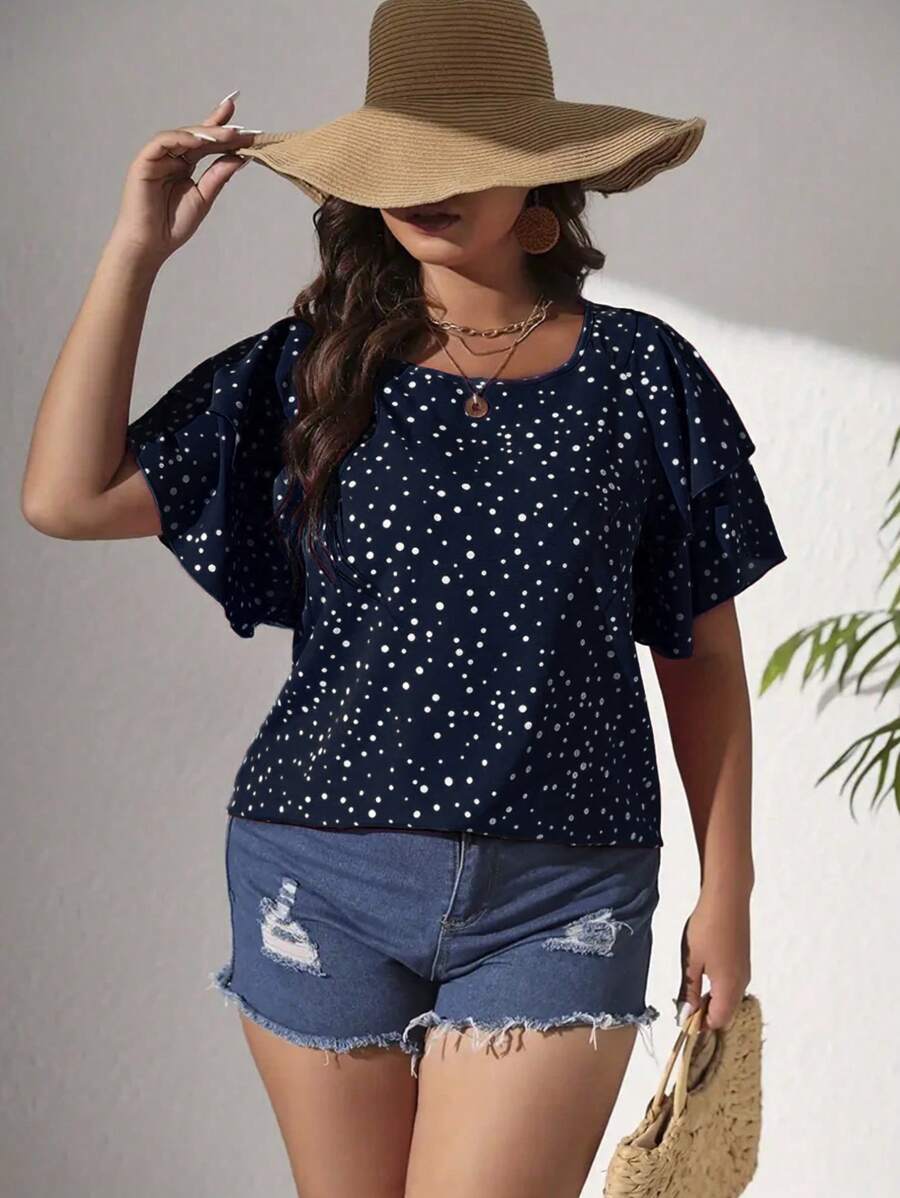 Ženska ležerna majica za plus size veličine sa printom srca