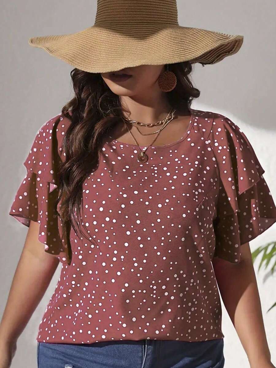 Ženska ležerna majica za plus size veličine sa printom srca