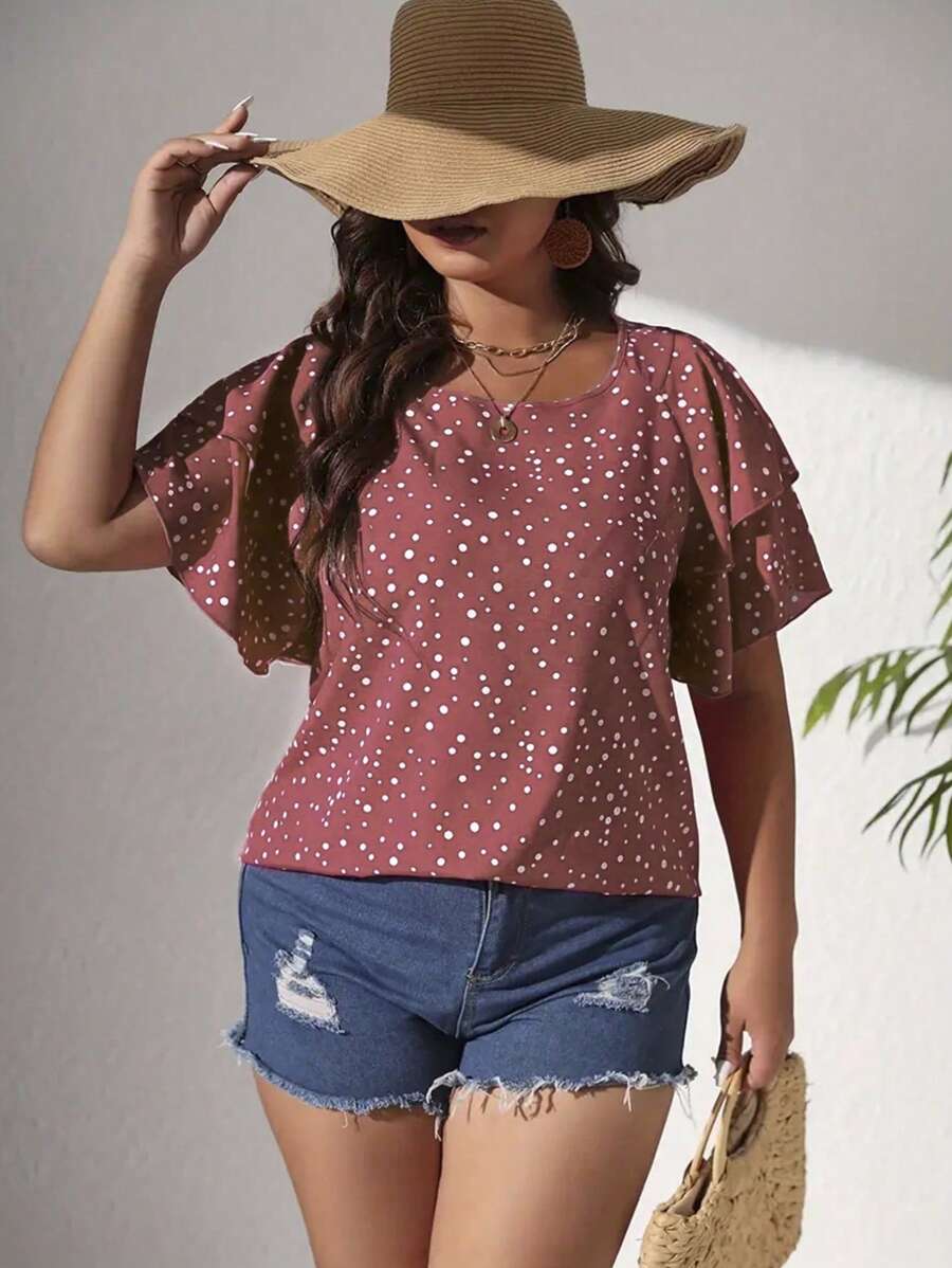 Ženska ležerna majica za plus size veličine sa printom srca