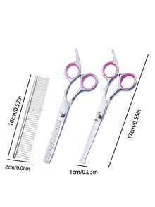 1 Set Pet Grooming Scissors + Comb Set, Upward Curved Scissors, For Skin