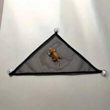Triangle Pet Hammock, Foldable Net Bearded Dragon Hammock With Suction Cups, Soft Breathable Washable Hanging Bed For Small And Large Lizards, Chameleons, Or Reptiles