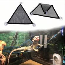 Triangle Pet Hammock, Foldable Net Bearded Dragon Hammock With Suction Cups, Soft Breathable Washable Hanging Bed For Small And Large Lizards, Chameleons, Or Reptiles