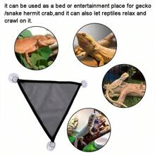 Triangle Pet Hammock, Foldable Net Bearded Dragon Hammock With Suction Cups, Soft Breathable Washable Hanging Bed For Small And Large Lizards, Chameleons, Or Reptiles
