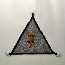 Triangle Pet Hammock, Foldable Net Bearded Dragon Hammock With Suction Cups, Soft Breathable Washable Hanging Bed For Small And Large Lizards, Chameleons, Or Reptiles