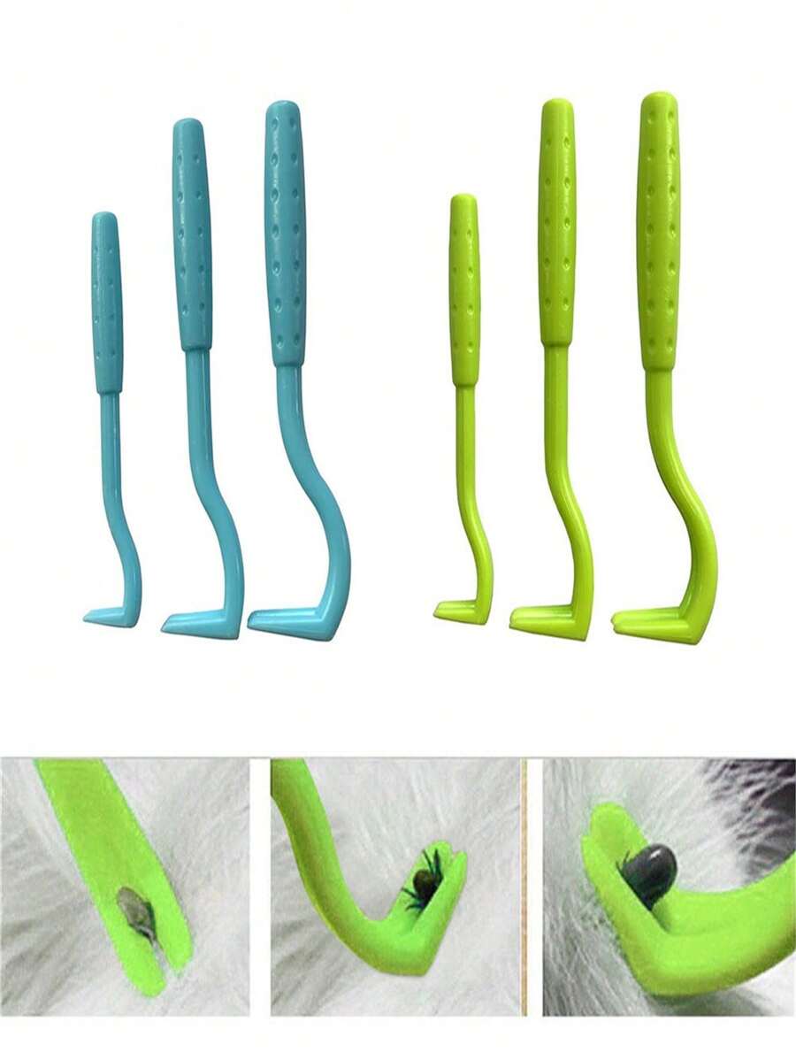 3-Piece PP Multicolor Pet Flea Remover Tool Set Suitable For Cats And Dogs To Remove Ticks