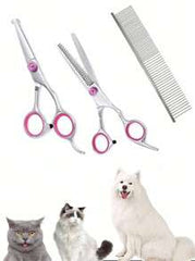 1 Set Pet Grooming Scissors + Comb Set, Upward Curved Scissors, For Skin