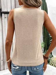 Hotletica Women Keyhole Neckline Solid Color Casual Spring And Summer Tank Top