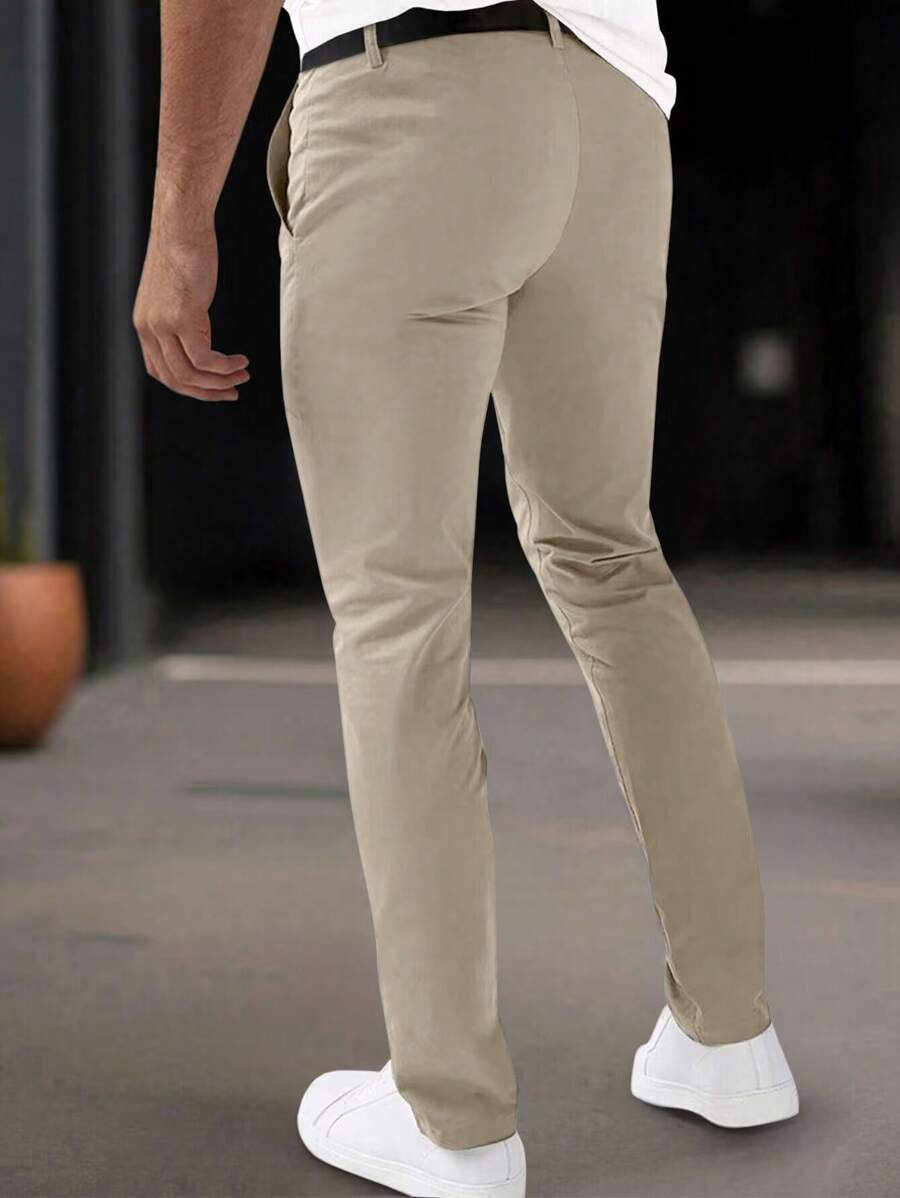 Muške ležerne pantalone za odelo jednobojne sa džepovima, formalne