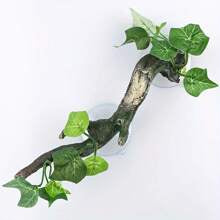 1/2pcs Plant Decoration For Amphibian Lizard Snake Climbing, Realistic Terrarium Plant Decoration With Suction Cup Resin Gecko Tank Accessories