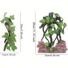 1/2pcs Plant Decoration For Amphibian Lizard Snake Climbing, Realistic Terrarium Plant Decoration With Suction Cup Resin Gecko Tank Accessories