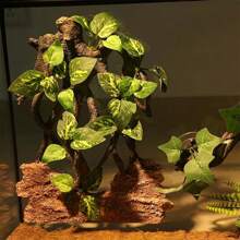 1/2pcs Plant Decoration For Amphibian Lizard Snake Climbing, Realistic Terrarium Plant Decoration With Suction Cup Resin Gecko Tank Accessories