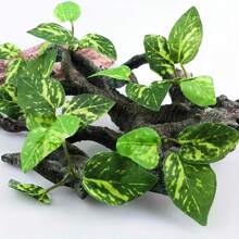 1/2pcs Plant Decoration For Amphibian Lizard Snake Climbing, Realistic Terrarium Plant Decoration With Suction Cup Resin Gecko Tank Accessories