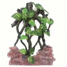 1/2pcs Plant Decoration For Amphibian Lizard Snake Climbing, Realistic Terrarium Plant Decoration With Suction Cup Resin Gecko Tank Accessories