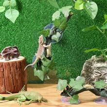 1/2pcs Plant Decoration For Amphibian Lizard Snake Climbing, Realistic Terrarium Plant Decoration With Suction Cup Resin Gecko Tank Accessories