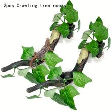 1/2pcs Plant Decoration For Amphibian Lizard Snake Climbing, Realistic Terrarium Plant Decoration With Suction Cup Resin Gecko Tank Accessories