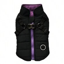 Small Dog Winter Clothes With Harness Vest, Pet Warm Padded Coat