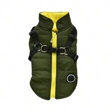Small Dog Winter Clothes With Harness Vest, Pet Warm Padded Coat