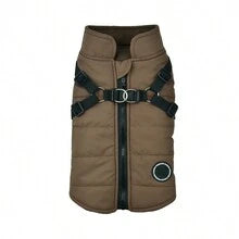 Small Dog Winter Clothes With Harness Vest, Pet Warm Padded Coat