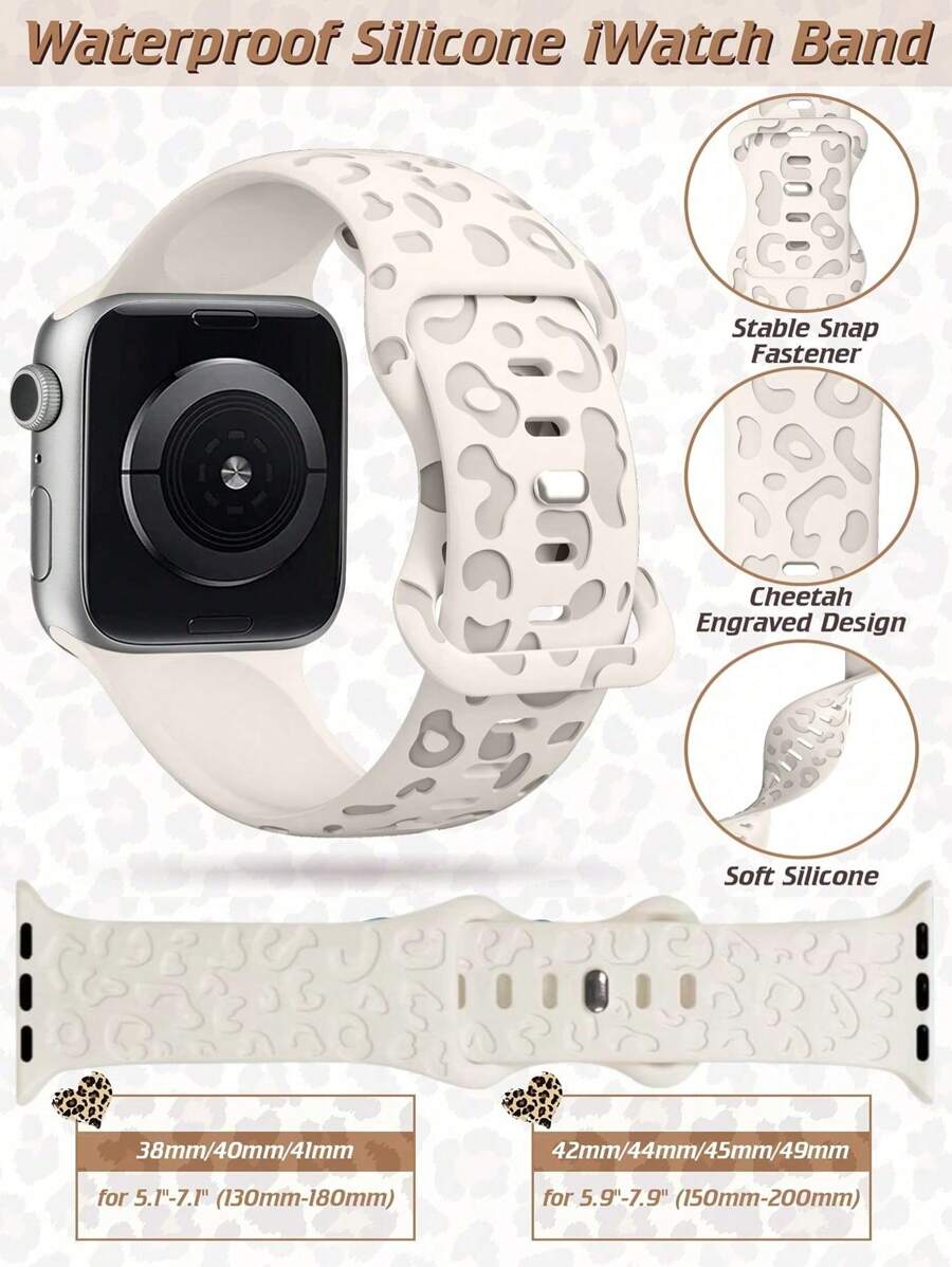 2 komada narukvice za sat sa leopard printom i gravurom, kompatibilna sa Apple Watch 49mm 46mm 45mm 44mm 42mm 41mm 40mm 38mm