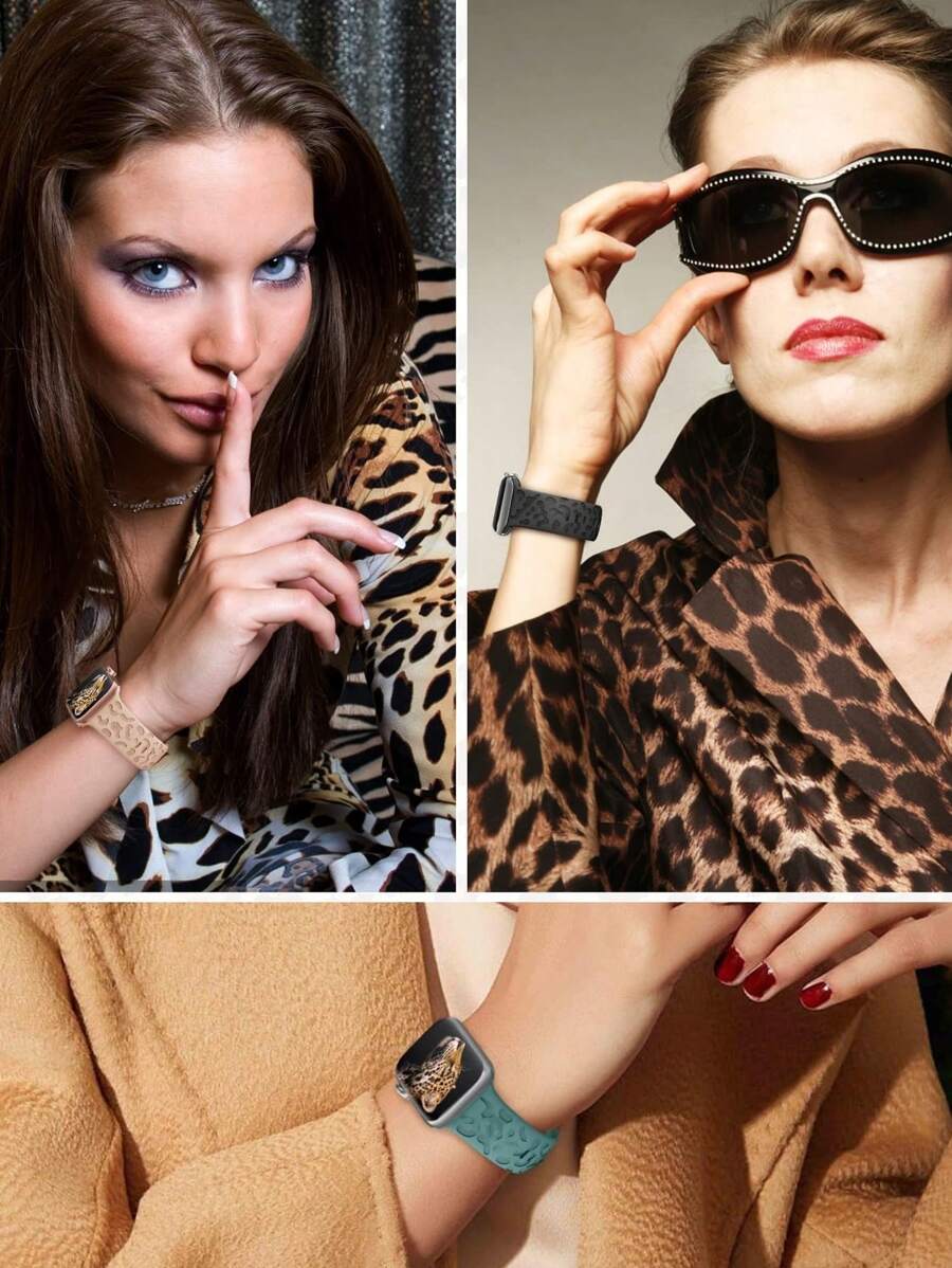 2 komada narukvice za sat sa leopard printom i gravurom, kompatibilna sa Apple Watch 49mm 46mm 45mm 44mm 42mm 41mm 40mm 38mm
