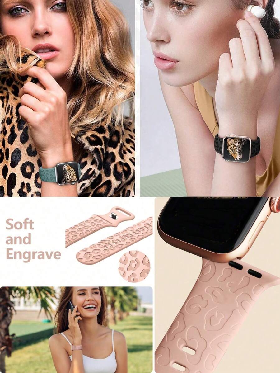 2 komada narukvice za sat sa leopard printom i gravurom, kompatibilna sa Apple Watch 49mm 46mm 45mm 44mm 42mm 41mm 40mm 38mm