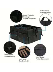 1pc Car Trunk Organizer, Oxford Cloth Storage Box Bag Container, Portable Foldable Storage Bag