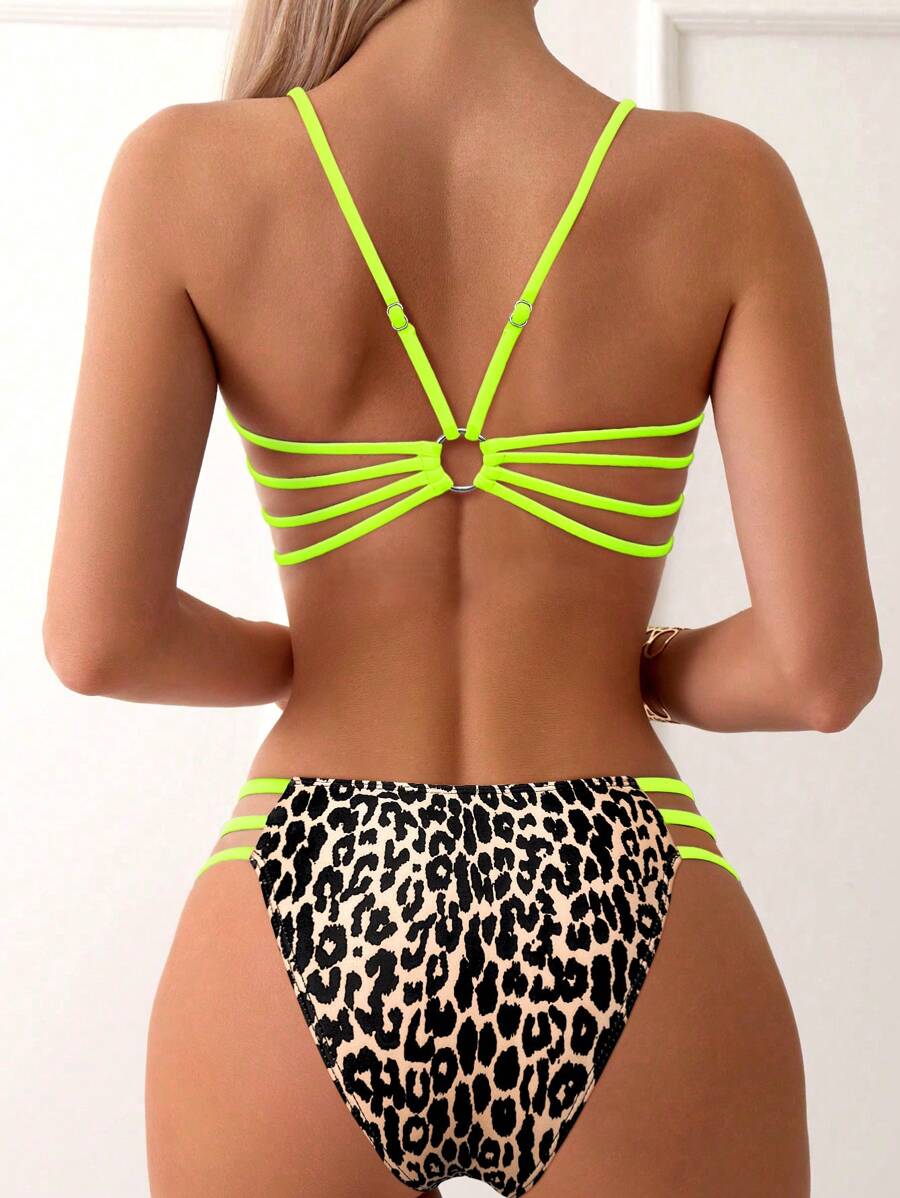 Ženski bikini set sa leopard printom, pogodan za plažu i letovanje