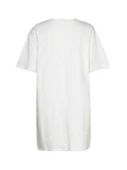 Slaydiva Women's Casual Minimalist Cartoon Sexy Lip Print Loose Round Neck Short Sleeve T-Shirt Dress, Cotton Blend, Suitable For Summer