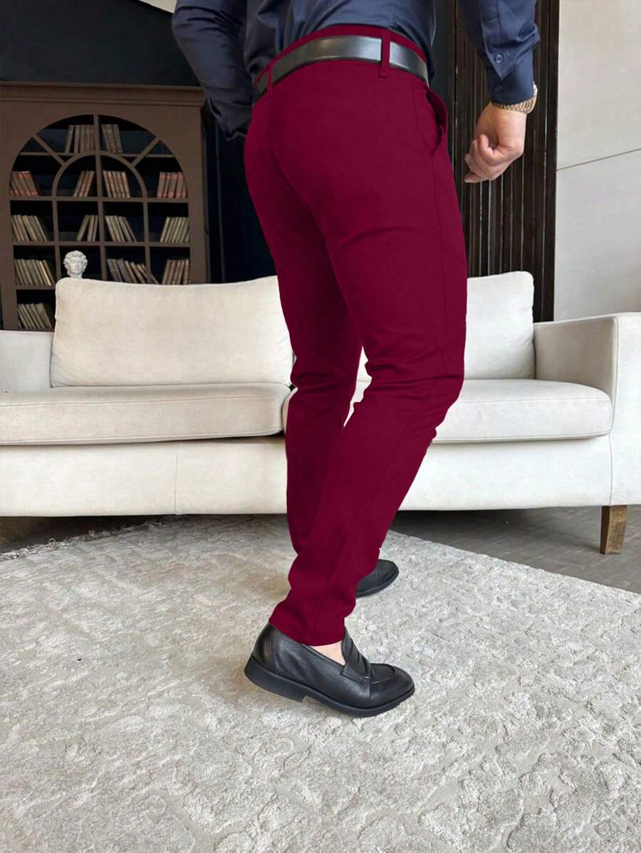 Muške ležerne pantalone za odelo jednobojne, Old Money stil