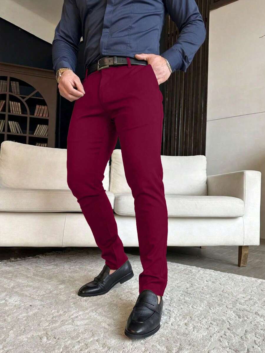 Muške ležerne pantalone za odelo jednobojne, Old Money stil