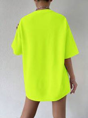 SHEIN Almamuse Women's Summer Casual Casual T-Shirt With Slogan Print, Round Neckline And Drop-Shoulder Sleeves Graphic Tees Women Tops
