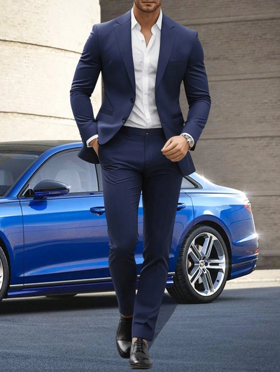 Muški set od sakoa i pantalona, slim fit, klasičan luksuzni stil, formalni, Old Money
