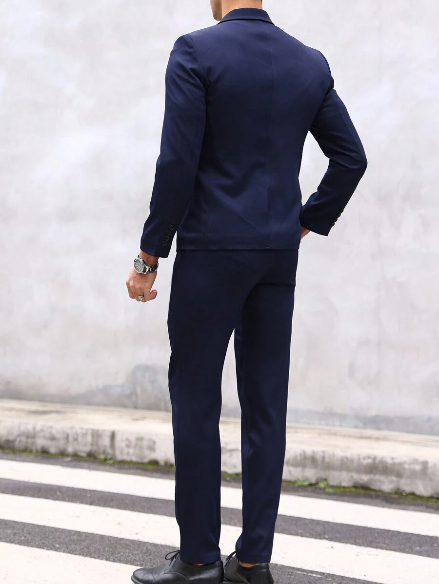 Muški set od sakoa i pantalona, slim fit, klasičan luksuzni stil, formalni, Old Money