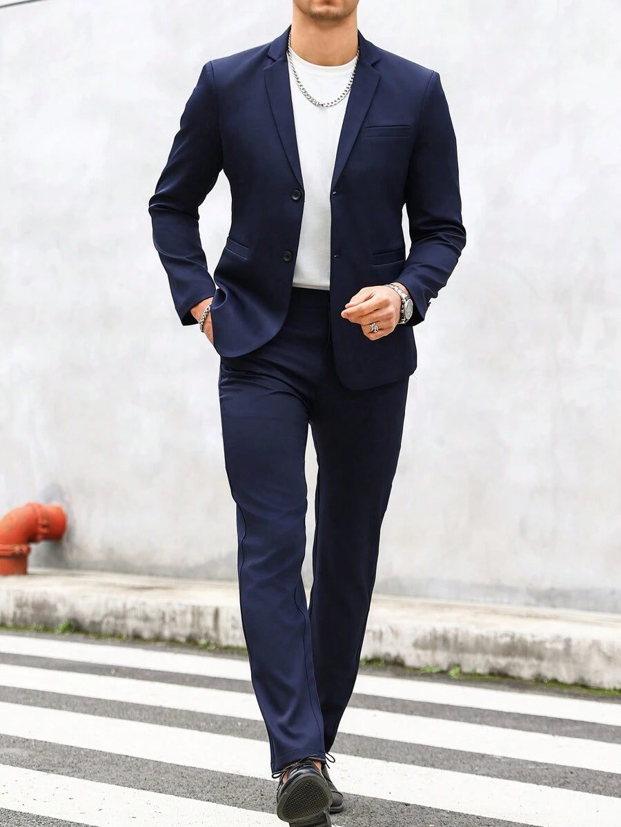 Muški set od sakoa i pantalona, slim fit, klasičan luksuzni stil, formalni, Old Money
