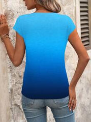 EMERY ROSE Women's Summer Ombre V-Neck Short Sleeve Casual T-Shirt