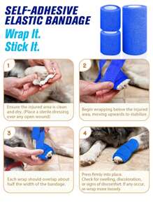 2/3/4 Packs Self-Adhesive Bandages, Breathable Elastic Self-Adhesive Bandages Suitable For Dogs, Cats, Horses, Birds, Fingers, Toes, Includes Tape And Gauze