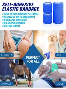 2/3/4 Packs Self-Adhesive Bandages, Breathable Elastic Self-Adhesive Bandages Suitable For Dogs, Cats, Horses, Birds, Fingers, Toes, Includes Tape And Gauze