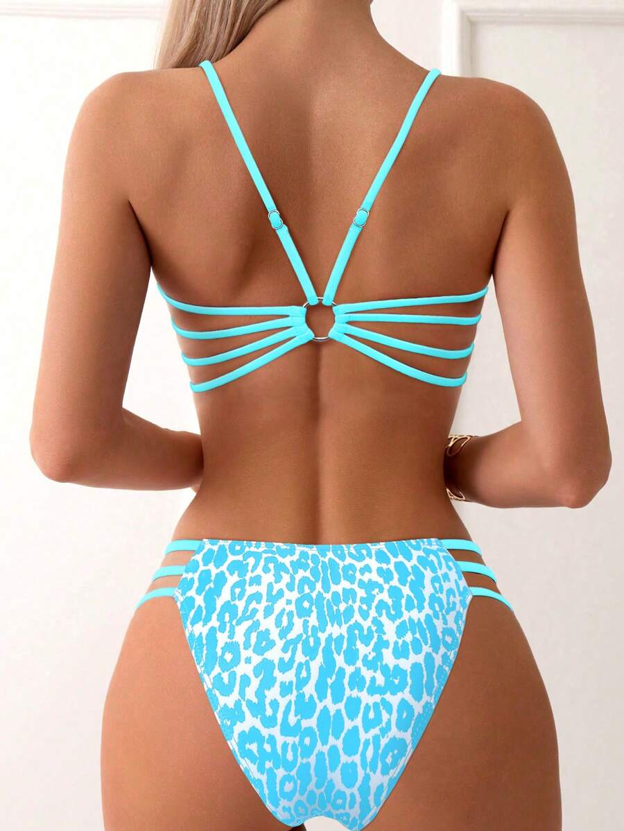 Ženski bikini set sa leopard printom, pogodan za plažu i letovanje