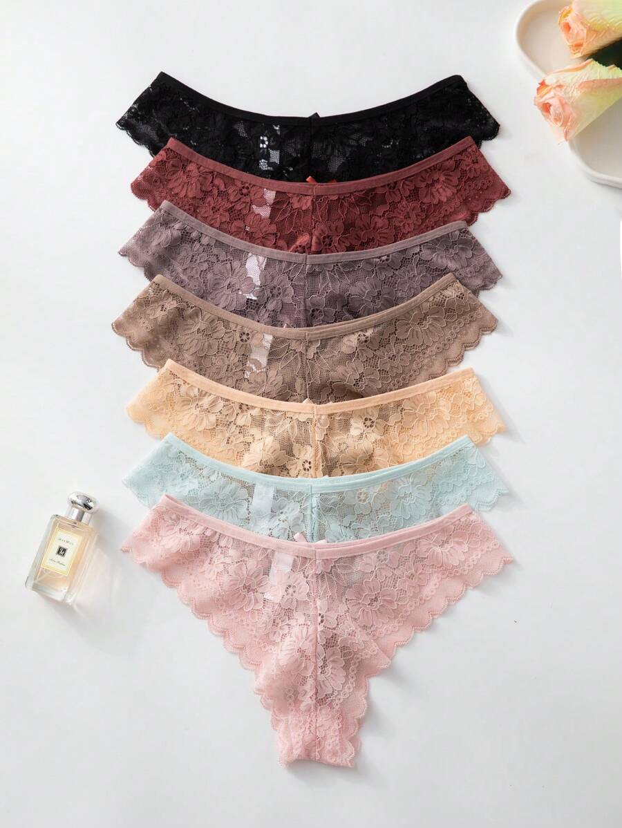 Elegantne ženske čipkaste gaćice trouglastog kroja, višebojne, 7 kom/set, seksi donji veš