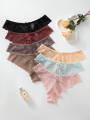 Elegantne ženske čipkaste gaćice trouglastog kroja, višebojne, 7 kom/set, seksi donji veš