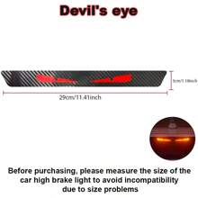 1pc Car High Brake Light Decorative Sticker, Carbon Fiber Tail Light Sticker, Rear Taillight Modification Cartoon Cute Demon Eye Projector Sticker, Light Transmittance Film