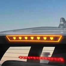 1pc Car High Brake Light Decorative Sticker, Carbon Fiber Tail Light Sticker, Rear Taillight Modification Cartoon Cute Demon Eye Projector Sticker, Light Transmittance Film